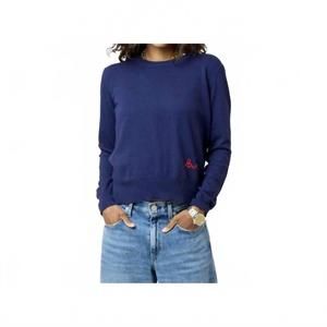 NEW KERRI ROSENTHAL patchwork pullover long sleeve sweater in indigo